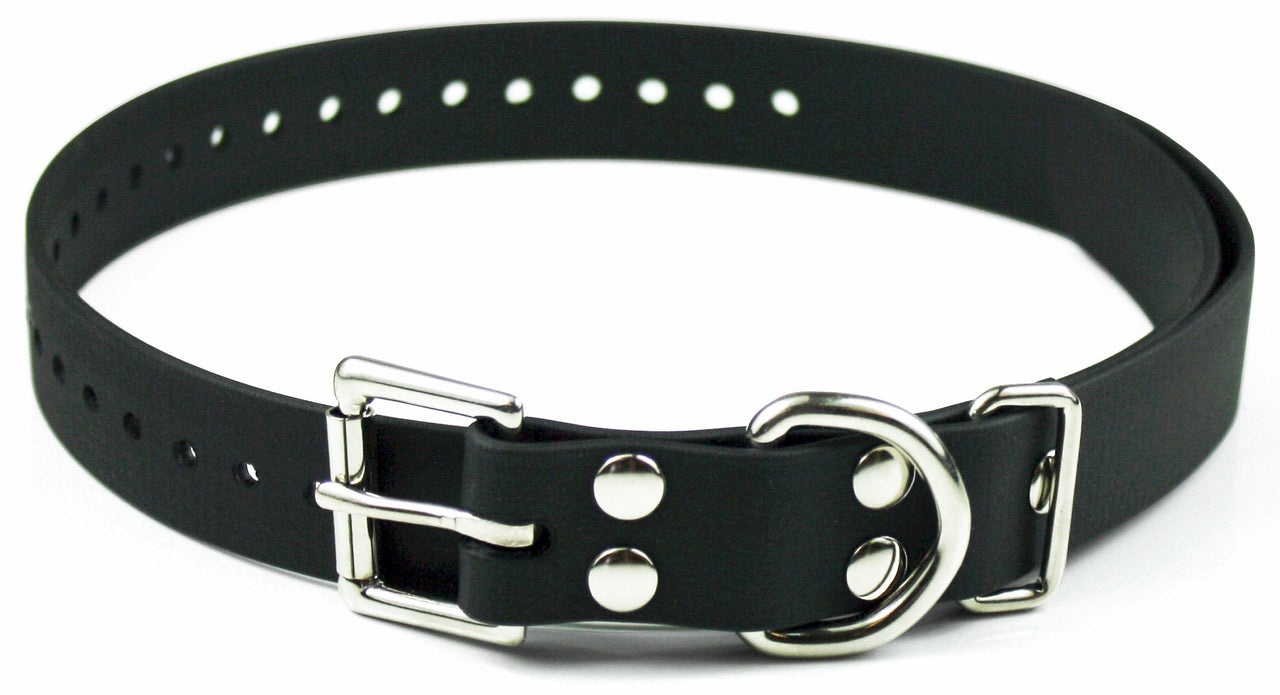 Educator Biothane Dog Collar, Waterproof, Odorproof, Metal Buckle and D Ring, Adjustable for Custom Fit, Cool and Comfortable, for Small, Medium, or Large Dogs, 1-Inch, Black 1" Wide Fits 800 and 1200 Series