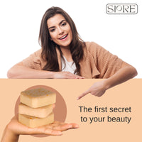 HarGhar Sandalwood & Saffron Bath Soap, 300g, Pack of 3, Handmade, Paraben Free