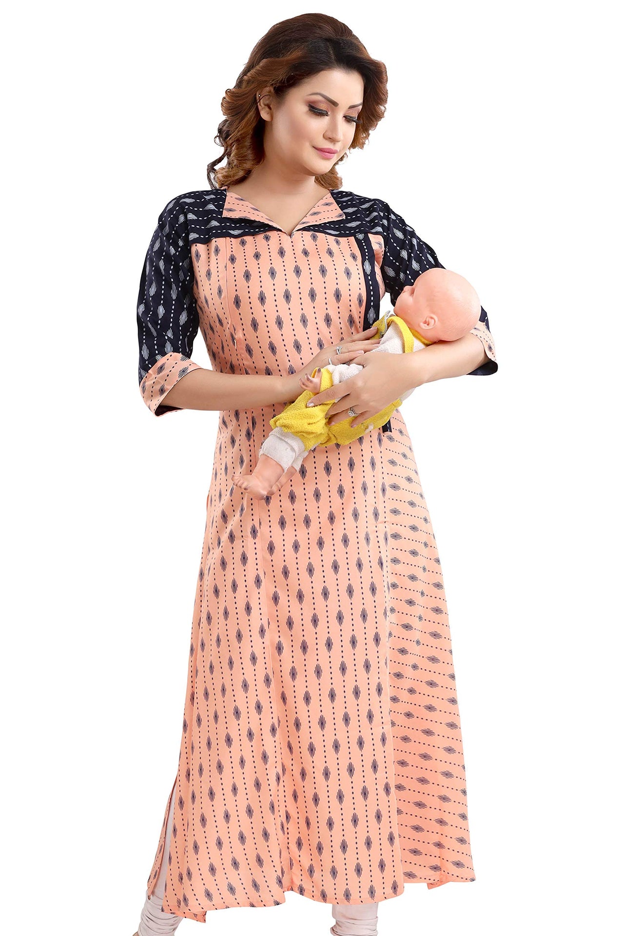 Priscilla RAYON COTTON FEEDING KURTIS FOR WOMEN WITH ZIPPERS