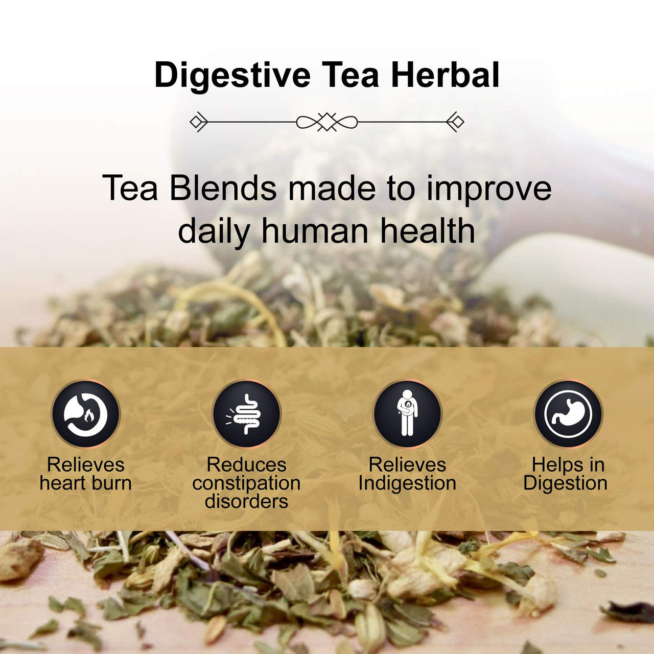 The Tea Heaven | Tea Gift - Digestive Herbal Tea (Wellness Tea) - Relieves Gas and Stomach Discomfort- 100% Natural Ingredients- 50 Grams(25 Cups)