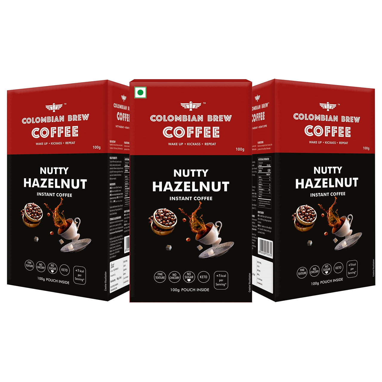 Colombian Brew Hazelnut Instant Coffee Powder, No Sugar, 100g Buy 2 Get 1 Free