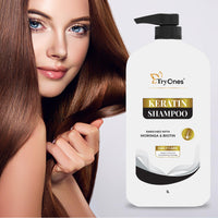 TryOnes Keratin Shampoo, for Straighter, Shinier Hair, with Keratin Nourishes Dry Hair, Controls Frizz, for Men & Women 1000 ml