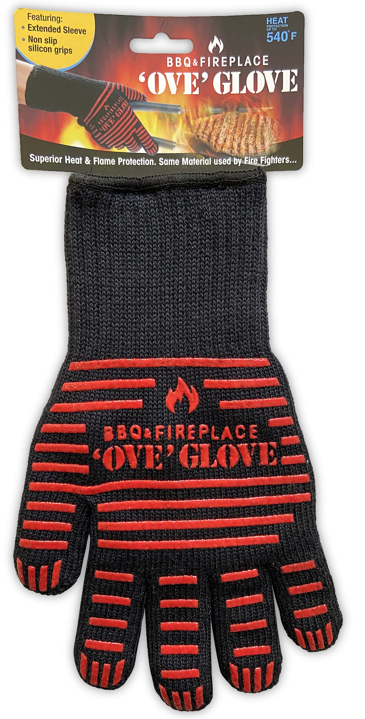 Ove Glove BBQ Superior Heat & Flame Protection- Extended Wrist for Additional Safety- Outdoor Cooking, Grilling, Barbeque Ove Glove, Pack of 1, Bbq