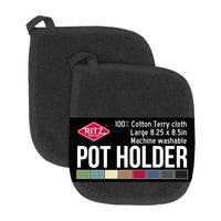 100% Cotton Terry Pot Holders For Kitchen, 2-Pack, 8.5