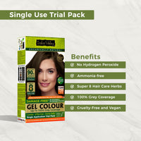 INDUS VALLEY Damage Free Natural Gel Hair Colour for Women | Ammonia & PPD Free Organic Hair Colour with 100% Grey Coverage, Long Lasting Hair Color Trial Pack | Medium Brown (Pack of 2)