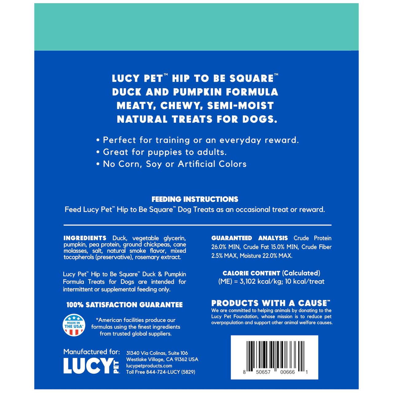 Lucy Pet Hip To Be Square Duck And Pumpkin Dog Treats 6Oz 6 Ounce (Pack of 1)