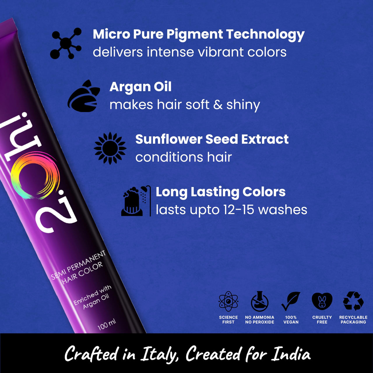 2.Oh! Italian- Blue Hair Color For Women & Men | Ammonia-Free DIY Semi Permanent Hair Color | Enriched with Argan Oil | Lasts upto 12-15 Washes | Pack of 2