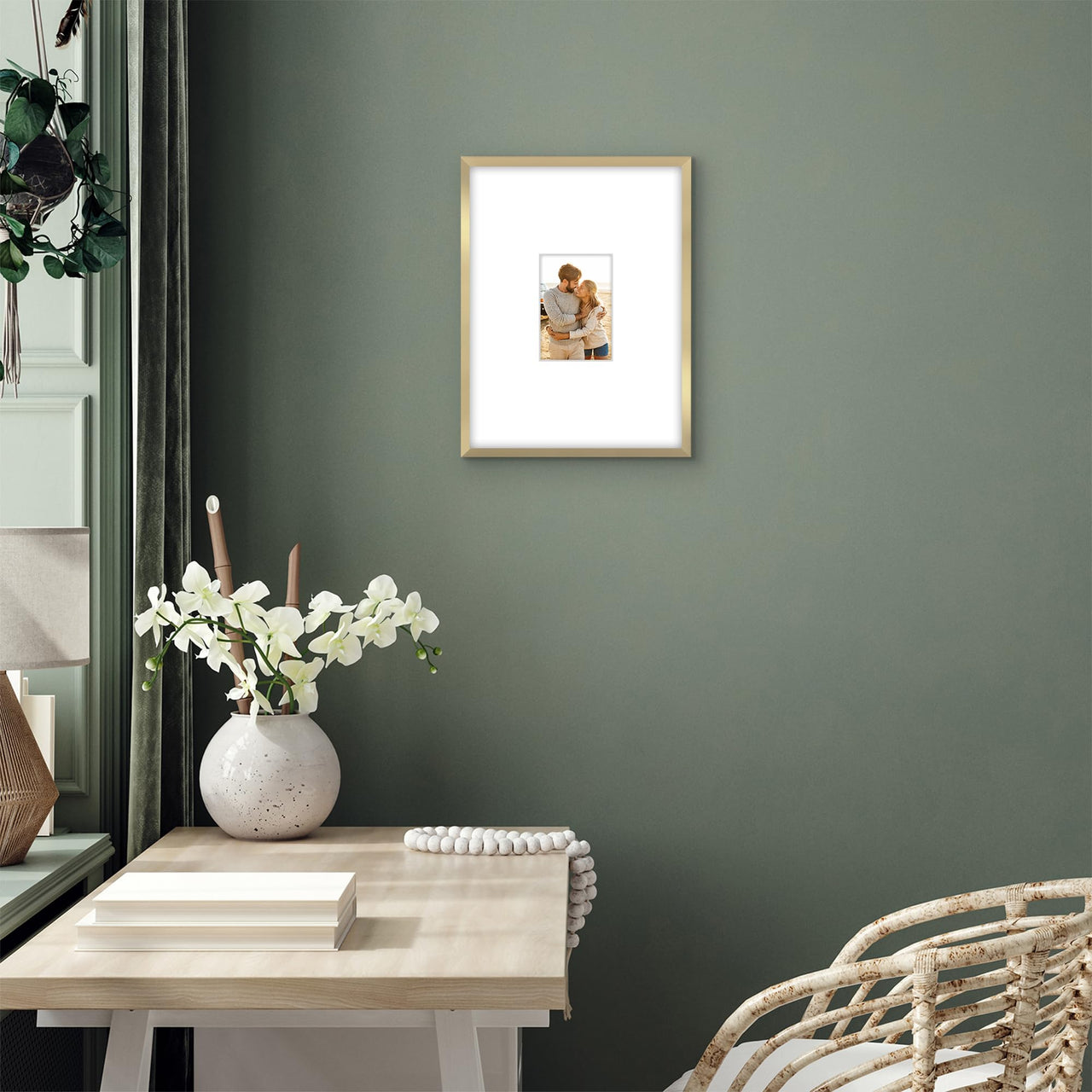 Americanflat 12x16 Picture Frame in Gold - Use as 4x6 Picture Frame with Mat or 12x16 Frame Without Mat - Thin Border Photo Frame with Plexiglass Cover - Vertical or Horizontal Wall Display