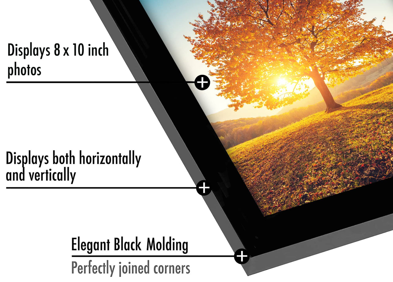 Americanflat 8x10 Picture Frame in Black - Engineered Wood Photo Frame with Shatter-Resistant Glass, Hanging Hardware, and Easel for Wall and Tabletop Display