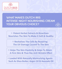 Dutch Iris Intense Night Nourishing Cream | Lavender, Grapeseed & Avocado Extracts | Paraben & SLS Free | Deep Hydration & Anti-Aging | Natural Care for All Skin Types | For Women & Men (Unisex) I100g