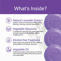 Raissa Bath Soap 85g, (Pack of 6) Nawabi Gulaab, Lavender Love,Mysore Mallige | Alcohol-Free Fragrance | No Harsh Chemicals