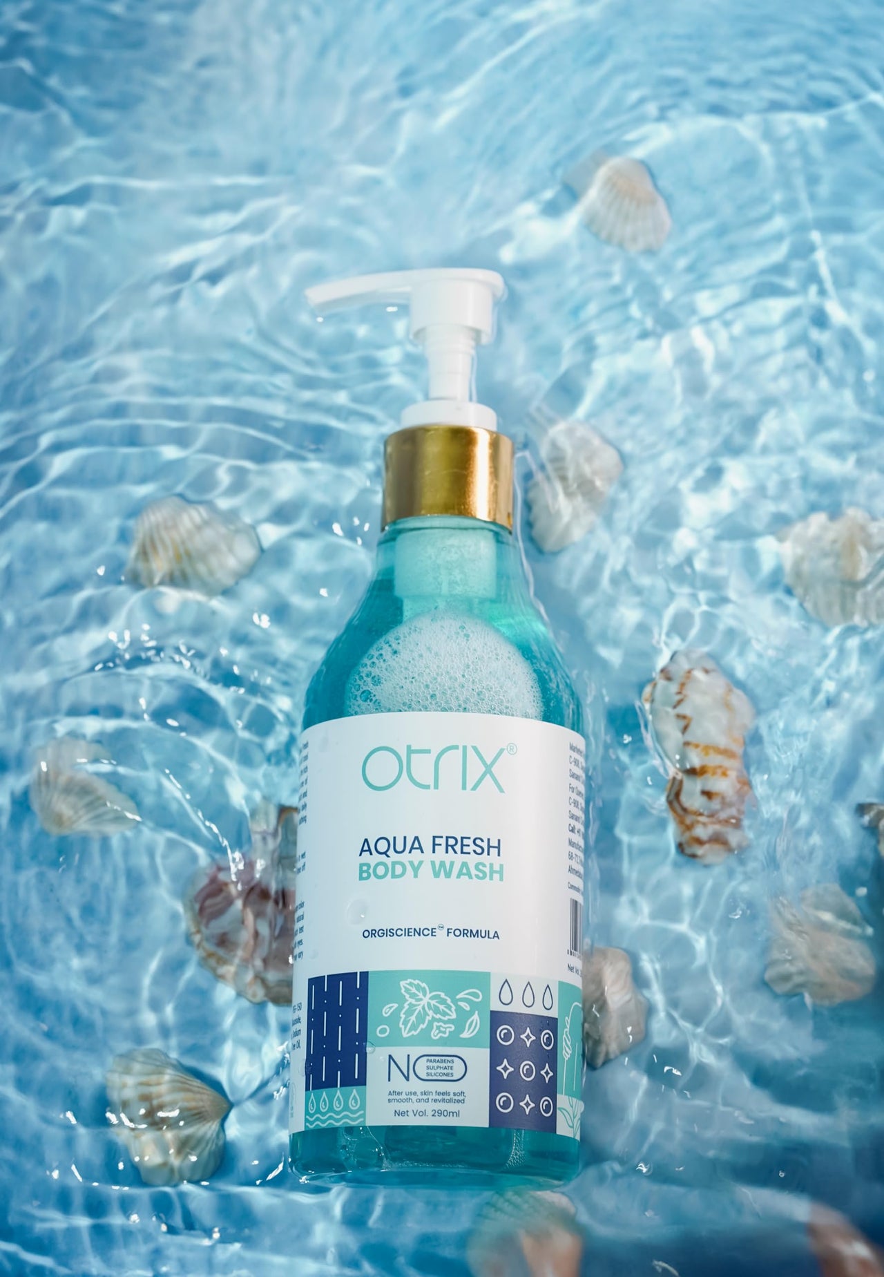 Otrix Aqua Fresh Body Wash, 290ml – With Argan Oil and Palmitic Acid – Hydrating and Refreshing Formula with Aloe and Citrus – Sulfate and Paraben Free