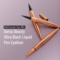 Swiss Beauty Ultra Black Liquid Pen Eyeliner Shimmery Finish Waterproof And Smudge Proof Eye Makeup, 0.8Ml