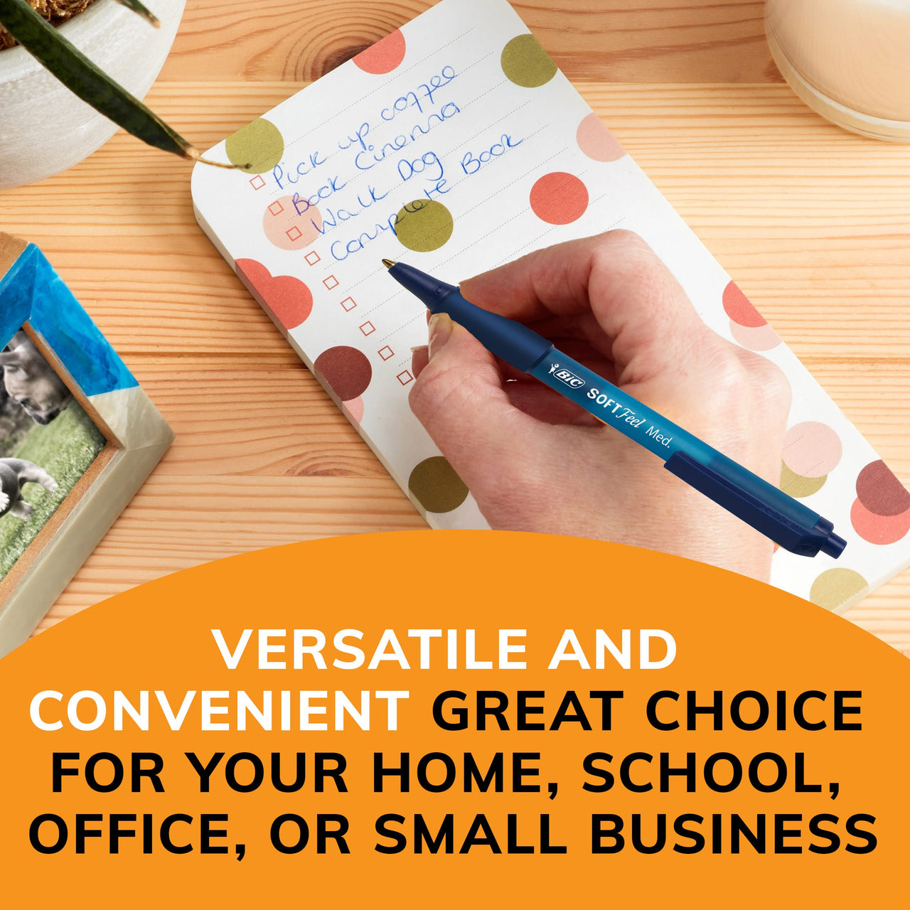 BIC Soft Feel Black Retractable Ballpoint Pens, Medium Point (1.0mm), 5-Count Pack, Black Pens With Soft-Touch Comfort Grip Black, Medium Point 5 Count (Pack of 1)