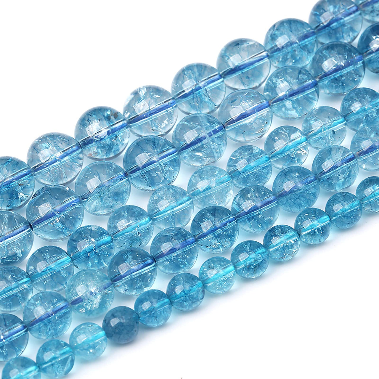 8mm 46pcs Blue Topaz Crystal Quartz Natural Stone Beads Energy Stone Healing Power Loose Beads for Jewelry Making DIY Bracelet Necklace Earrings Blue Crystal 8mm