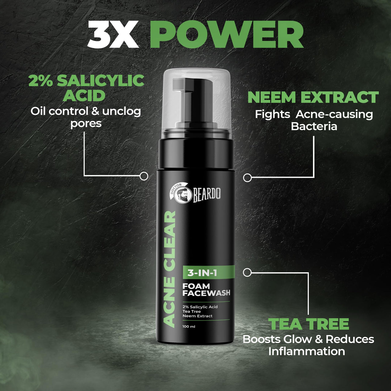 BEARDO Bd Ecb Bd B-Acne Clear Body Wash 200Ml, Bd Acne Clear Foam Face Wash 100Ml, Bd Acne Clear 2In1 Toning Serum 30Ml (Set Of 3)