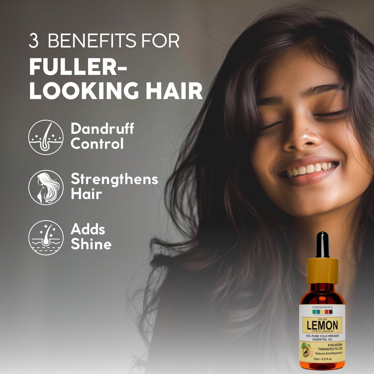 Organix Mantra Lemon Oil | Improves Skin Radiance, Boost Hair Luster | Revitalizing Care for Face, Scalp & Skin | 15ML