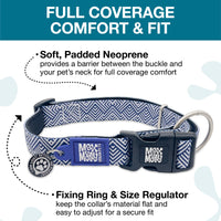 Max & Molly Soft Padded Neoprene Dog Collar w/Smart ID Gotcha! QR Pet Safety Tag, Durable, Waterproof, Anti-Stink, Machine Washable Collar for Dogs, Mykonos Navy Stripe, M M (13-21