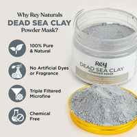 Rey Naturals Dead Sea Clay Face Pack - 200g | Face Clay Mask for Skin Hydration & Detoxification | Minimize Blackheads & Acne | Draws Out Impurities, Dirt & Toxins From Skin