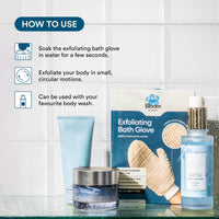 Bloom Exfoliating Bath Glove | (1 glove) | Exfoliating Gloves to Reduce Ingrown Hair & Strawberry Legs | 100% Ramie Fabric | Gently Removes Dead Skin Cells | For Sensitive Skin (Right Hand Glove)