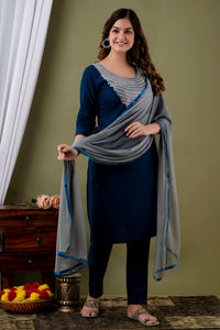 LookMark Womens Cotton Rayon Kurta and Pant Set with Dupatta