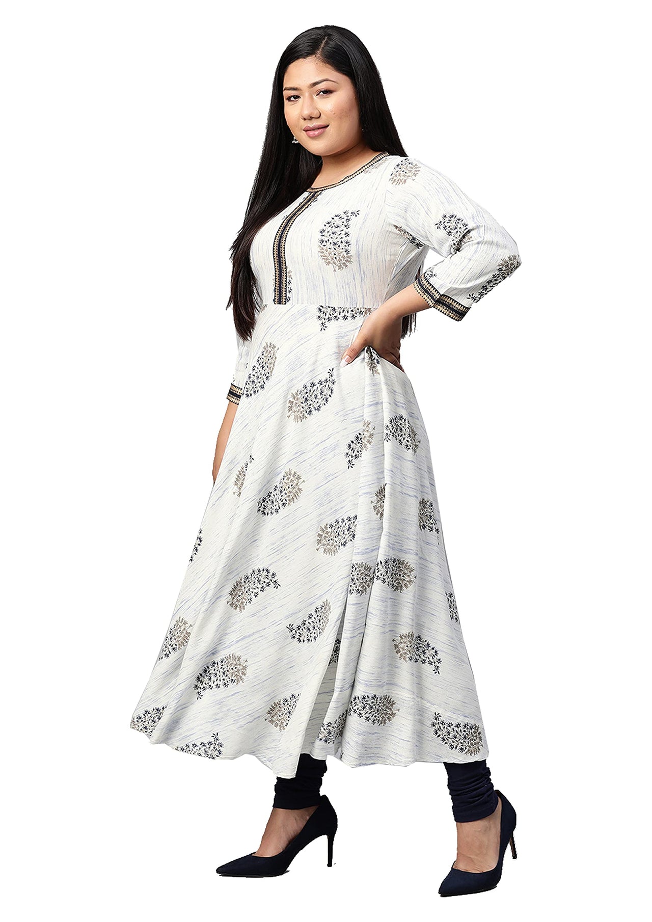 Yash Gallery Women's  Plus Size Plus Size Rayon Tie Dye Printed Anarkali Kurta for Women