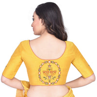 RENE Women's  Cotton Silk Embroidered Half Sleeve Blouse