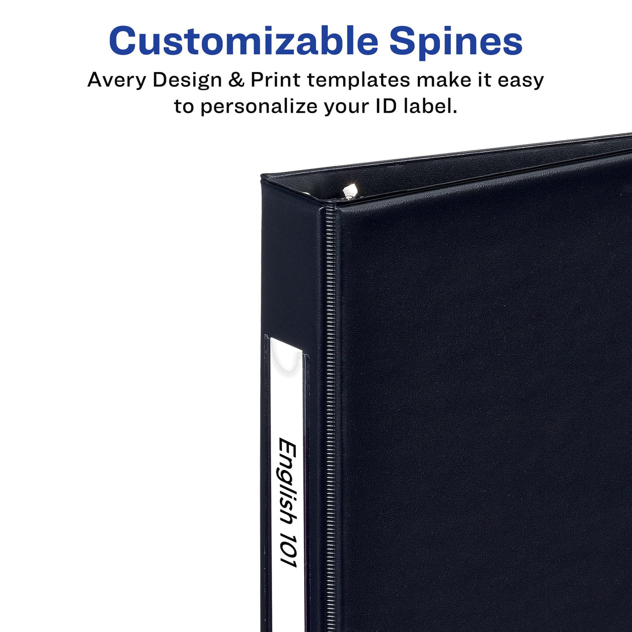 Avery Mini Durable 3 Ring Binders, 1" Round Rings, Holds 5-1/2" x 8-1/2" Paper, Spine ID Label Holder, 2 Black Binders (13456) 1" 2 Pack