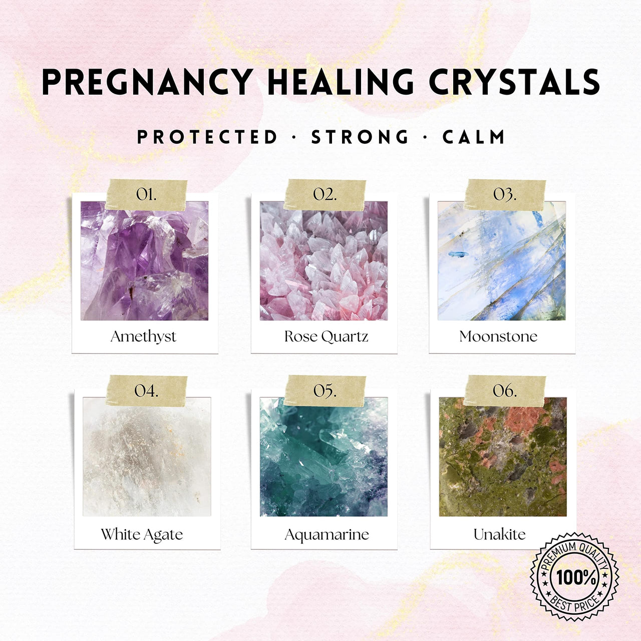 Mother’s Ray Pregnancy Crystal Necklace – 18k Gold-Plated Mom Necklace for Mothers To Be – Healing Crystal Necklace with Amethyst, Rose Quartz, Moonstone – Pregnancy New Mom Gifts for Women