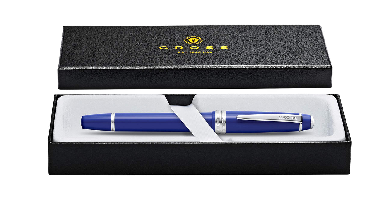 Cross Bailey Light Polished Resin Refillable Fountain Pen,Medium Nib, Includes Premium Gift Box - Blue Fountain Pen, Medium Nib