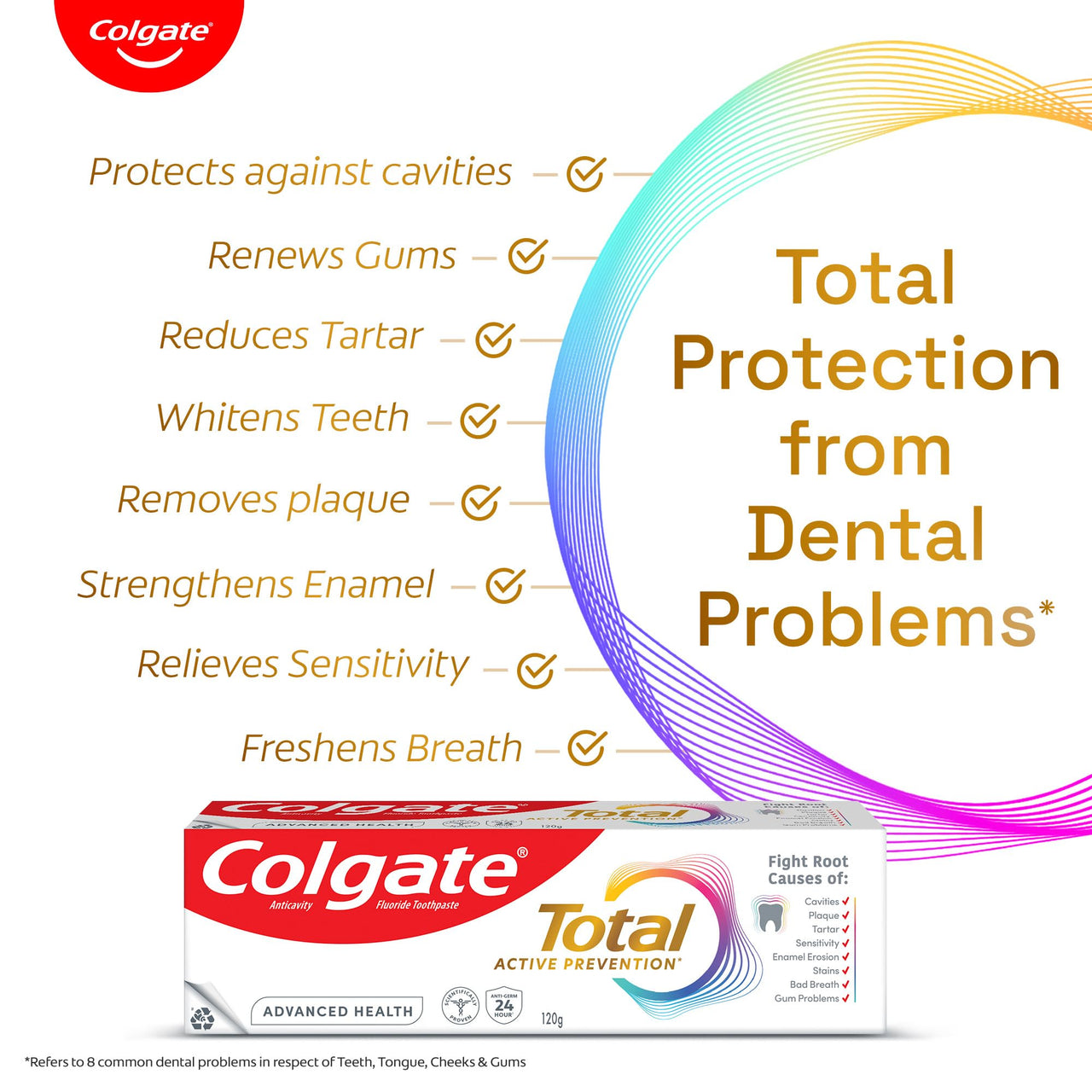 Colgate Total Advanced Health Anti-germ Toothpaste, 480g, Tooth Paste with 12-Hour Anti-Germ Protection, Whole Mouth Health (Combo Pack Offer)
