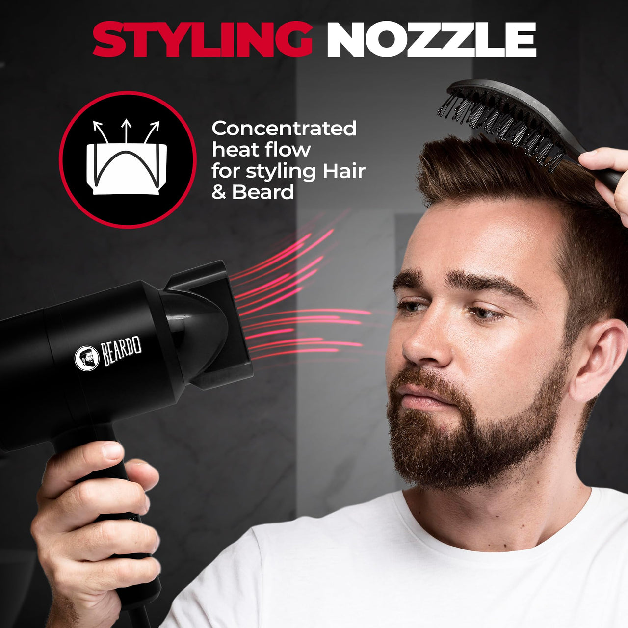 BEARDO Styling Gun Ultra Compact Hair Dryer | 1100 Watts Foldable Hair Dryer | 3 Heat 2 Speed Setting | Hair Dryer For Men | Travel Friendly | Stylish Matte Black Finish | Gift For Brother | Gift For Friends | Gift for Husband