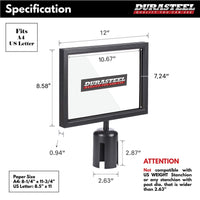 DuraSteel Stanchion Sign Holder - Landscape Display for 8.5