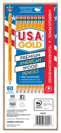 Cra-Z-art U.S.A. Gold Pre-sharpened American Wood Cased #2 HB Yellow Pencils, 60 Pack 1 Count (Pack of 60)