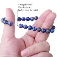 WRCXSTONE Natural 8mm Gorgeous Semi-Precious Gemstones Healing Crystal Stretch Beaded Bracelet Unisex Lapis Lazuli