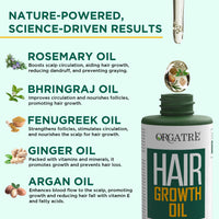 ORGATRE Hair Growth Oil - 100ml | Anti Hairfall & Hair Regrowth | 28 Natural Ingredients with Bhringraj & Brahmi | Paraben, Sulfate & Mineral Oil Free | Stronger, Thicker Hair for Men & Women