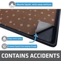 Drymate Dog Crate Mat Liner, Absorbs Urine, Waterproof, Non-Slip, Washable Puppy Pee Pad for Kennel Training - Use Under Pet Cage to Protect Floors, Thin Cut to Fit Design (USA Made) (Brown)(27