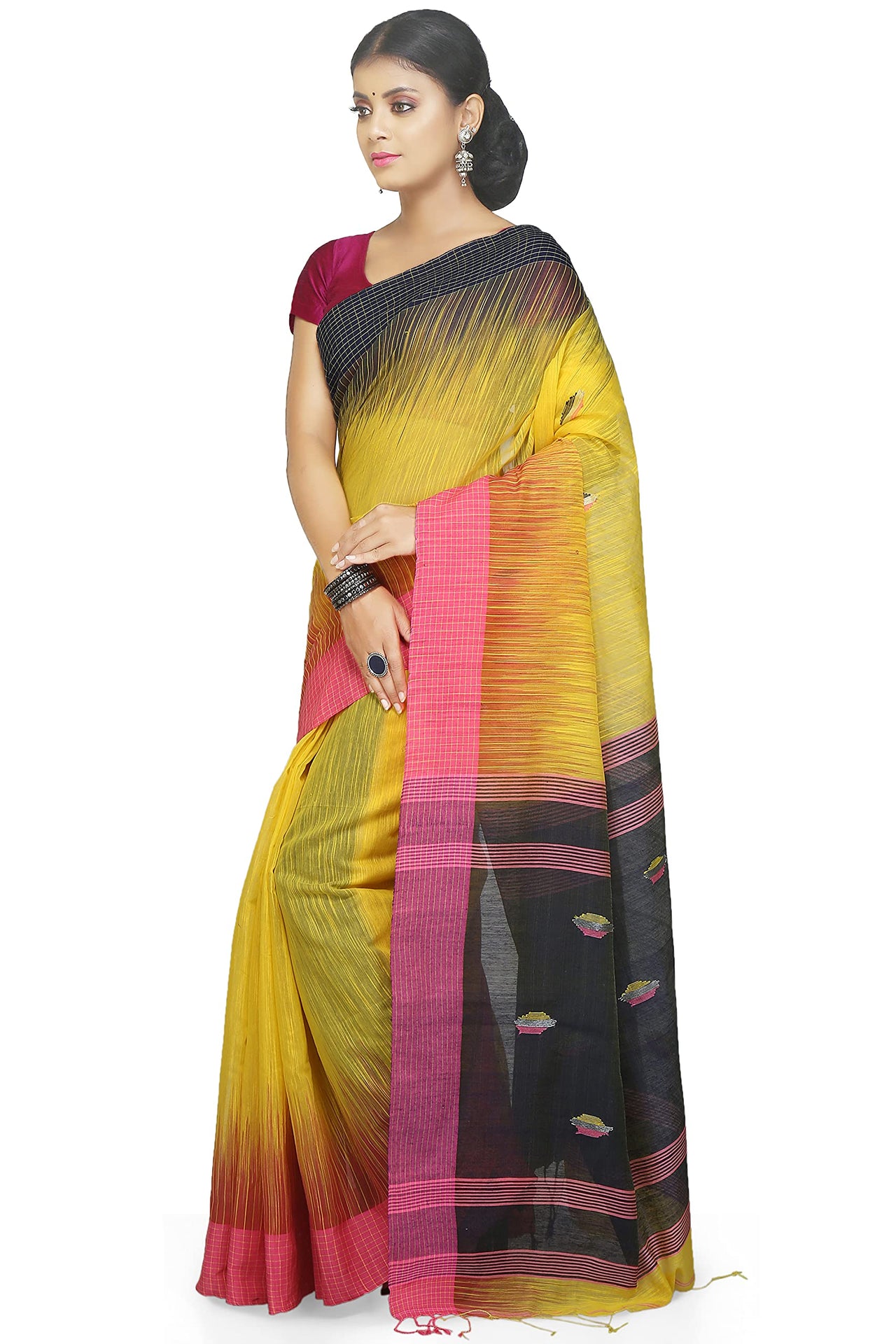 WoodenTant Women’s Ikkat Cotton Silk Saree