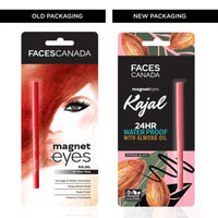 FACESCANADA Magnet Eyes Kajal, Waterproof,24Hrs Long Stay,Smudgeproof,Fadeproof,Almond Oil&Vit E Enriched,One Stroke Smooth Glide, Black 0.35G&Faces Liquid Sindoor,Red,2.5Ml,Matte Finish