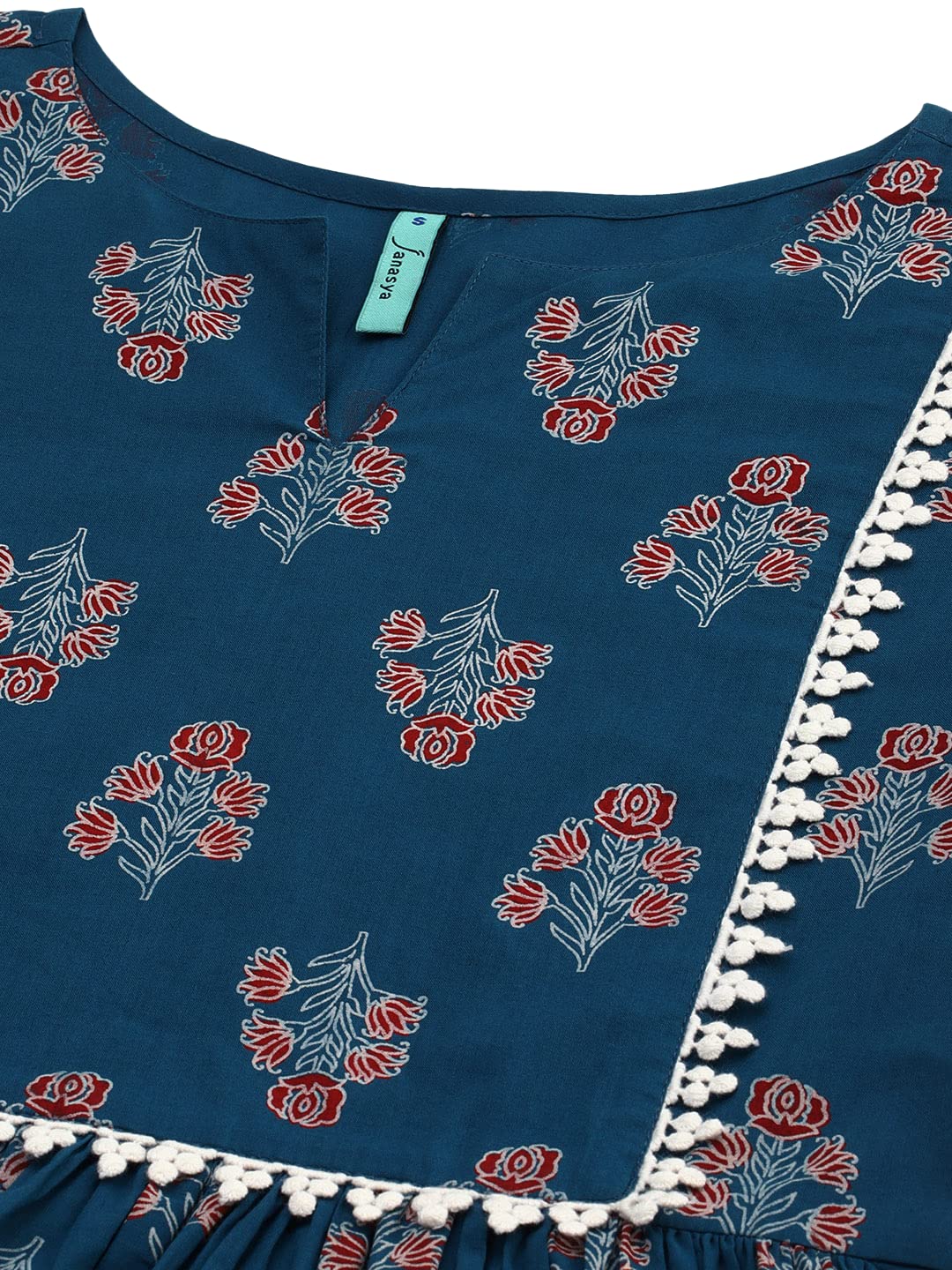 Janasya Women's  Teal Cotton Kurta