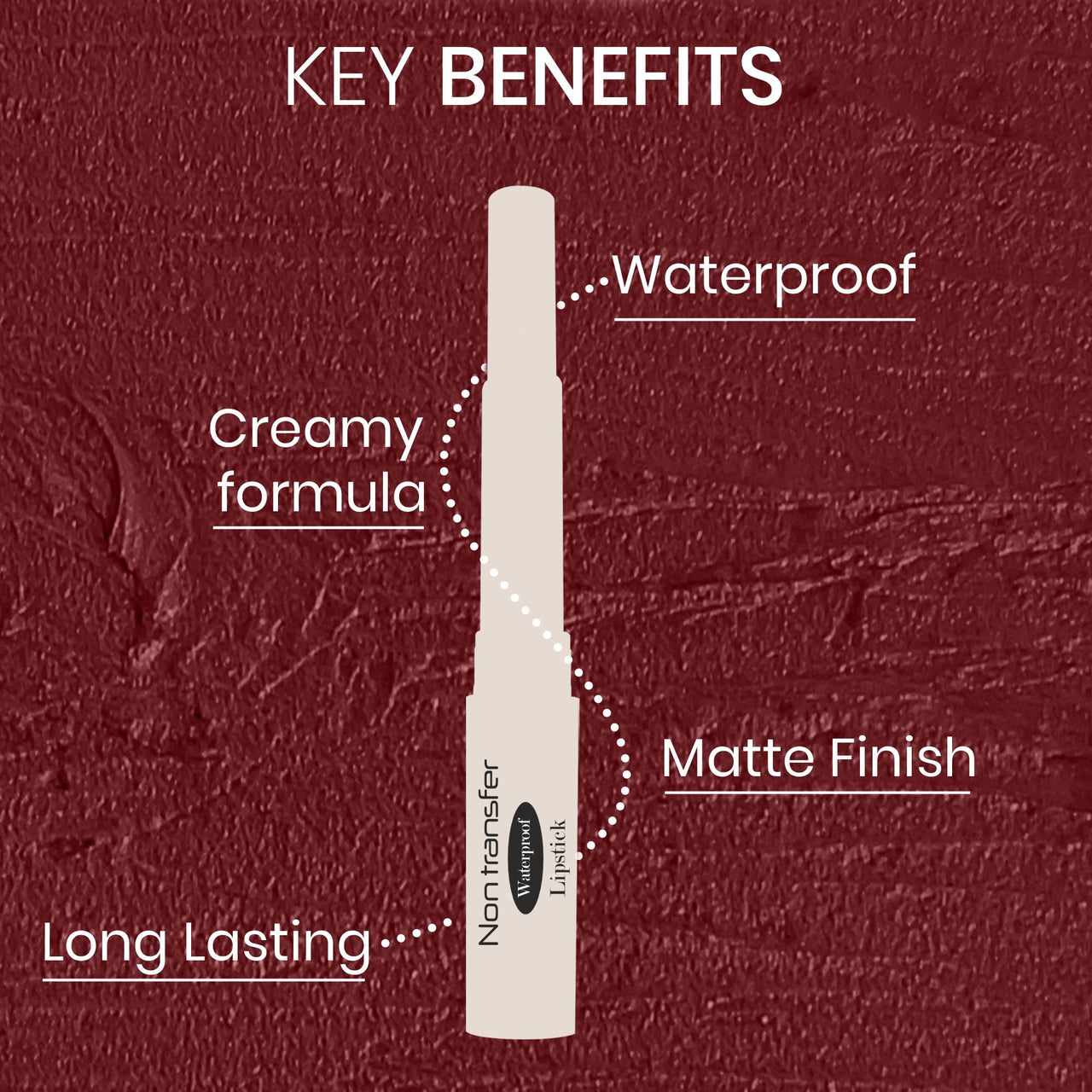 Beauty Berry Absolute Lips Matte Lipstick - 2.4g | Single Swipe Application, Smooth & Lightweight | Long Lasting, Transfer Proof & Waterproof for Women (Rich Red)