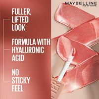 Maybelline New York Smooth And Non-sticky Lifter Gloss - Moon | Tinted Lip Gloss With Hyaluronic Acid for Hydrated & Plump Lips | Non-Sticky application | Long-lasting Fuller & Lifted Look | 5.4ml