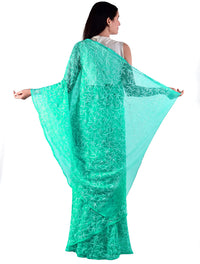 Lavangi Women's  Lucknow Chikankari Tepchi Work Georgette Saree