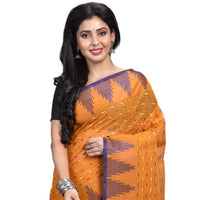 Raj Sarees Women's  Pure Georgette Saree Without Blouse Piece Mustard Yellow; Golden