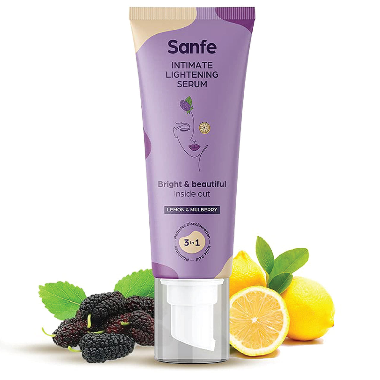 Sanfe Intimate Lightening Serum - 50g & Sanfe Deep Purifying Nose Strips for Women - Pack of 6 with Fuji Green Tea & Witch Hazel extracts