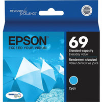 EPSON 69 DURABrite Ultra Ink Cyan For CX-6000, CX-7000F, CX-7400, CX-8400, CX-9400, CX-9475, NX-400, NX-415, NX-510, NX-515, WF-1100, WF-500, WF-600, WF-610, WF-615 and other select models