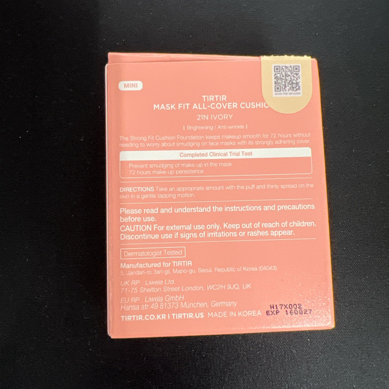 TIRTIR Mask All-Cover Cushion Foundation | Full coverage, Skin fit, Satin Glow Finish | Korean Cushion Foundation #21N IVORY | 4.5g