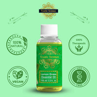 Exotic Aromas Lemongrass Essential Oil for Aroma Therapy, Stress Relief, Hair, Skin & Sleep, 100 M