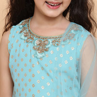 AJ DEZINES Kids Foil Print Sleeveless Kurta and Sharara Set For Girls 6 Years-7 Years