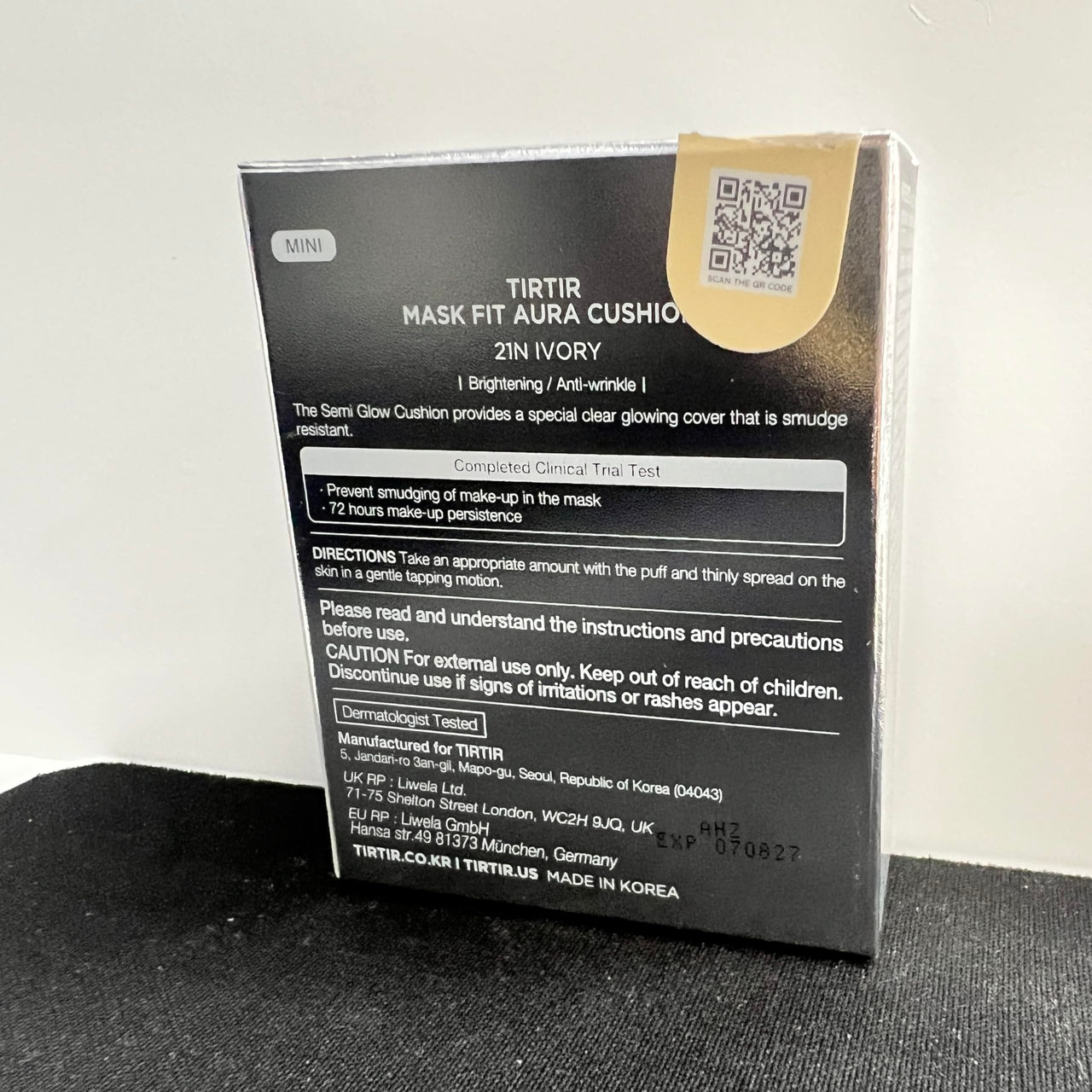 TIRTIR Mask Fit Aura Cushion Foundation, Full coverage, Skin fit, Satin Glow Finish, Korean Cushion Foundation #21N IVORY, 4.5g